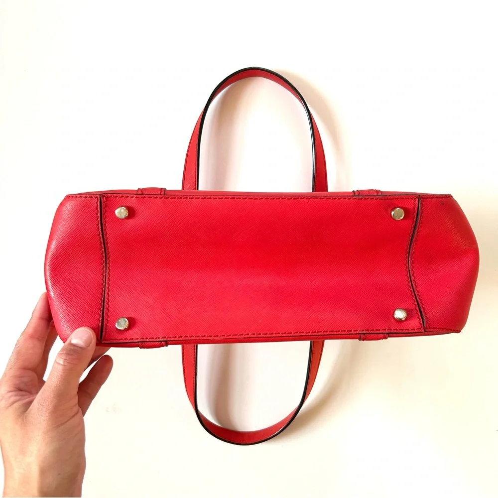 Kate Spade Geranium Cherry Red Saffiano Leather Newbury Lane Cadene Satchel Bag